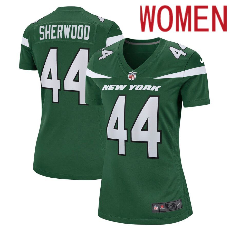 Women New York Jets #44 Jamien Sherwood Nike Gotham Green Game NFL Jersey->women nfl jersey->Women Jersey